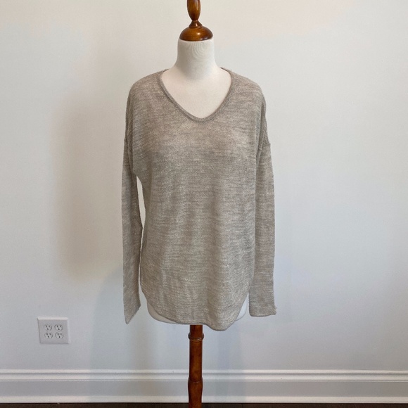 Helmut Lang grey cropped back sweater